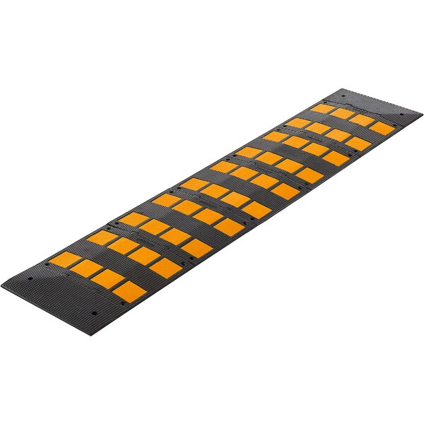 Global Industrial Speed Hump, Rubber, 1-3/16 in Height, 110 in Length, Black/Yellow 670774 - main